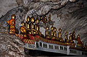 Inle Lake Myanmar. Pindaya, the famous Shwe Oo Min pagoda, a natural cave filled with thousands of gilded Buddha statues.